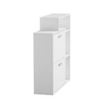 Oikiture Shoe Cabinet Storage 2 Doors with Display Shelves White - Image 4