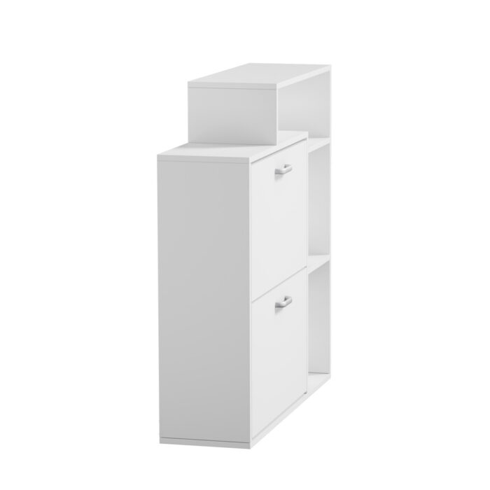 Oikiture Shoe Cabinet Storage 2 Doors with Display Shelves White - Image 4