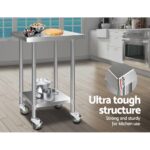 Cefito 610x610mm Stainless Steel Kitchen Bench with Wheels 430 - Image 4