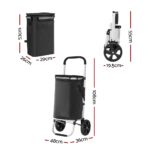 Emajin Shopping Trolley Cart Foldable 45KG Black - Image 2