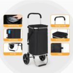 Emajin Shopping Trolley Cart Foldable 45KG Black - Image 6