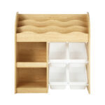 Oikiture Kids Bookshelf 4 Bins Toy Box Storage Organiser Display Shelf - Image 8