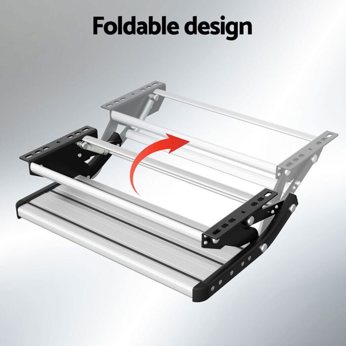 Weisshorn Manual Pull Out Caravan Step Folding RV Entry Stair 200KG Capacity Non-Slip Aluminium - Image 5