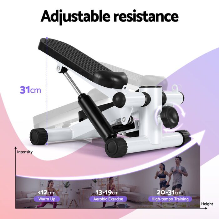 Everfit Mini Stepper with Resistance Rope Aerobic for Exercise Compact Home Workout White - Image 4