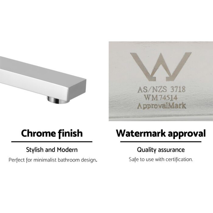 Cefito Bathroom Mixer Spout Wall Bath Tap Square Swivel Bathtub Chrome - Image 6