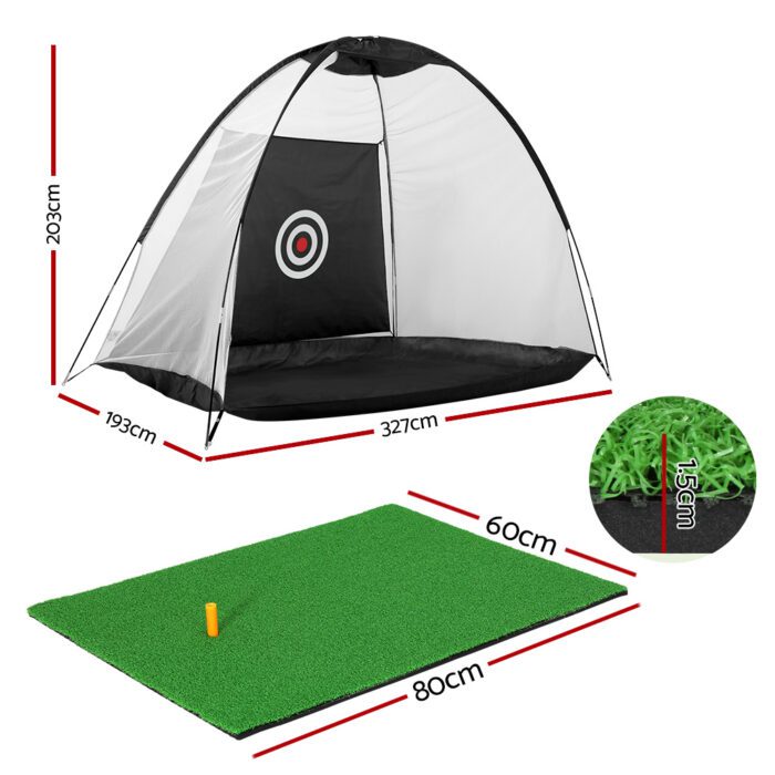 Everfit 3M Golf Practice Net And Training Mat Set Driving Target Black - Image 2