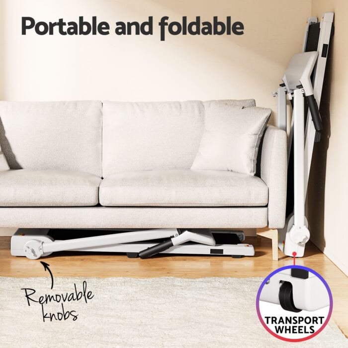 Everfit Treadmill Electric Home Gym Fitness Exercise Knob Foldable 450mm White - Image 6