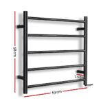 Devanti Electric Heated Towel Rail Rack 5 Bars Wall Mounted Clothes Dry Warmer - Image 2