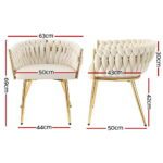 1 Set of 2 Artiss Dining Chairs Velvet Armchair Beige - Image 2