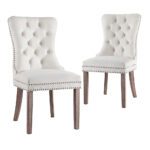1 Set of 2 Artiss Dining Chairs Beige Velvet