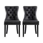 1 Set of 2 Artiss Dining Chairs Black Leather - Image 3