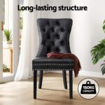 1 Set of 2 Artiss Dining Chairs Black Leather - Image 4