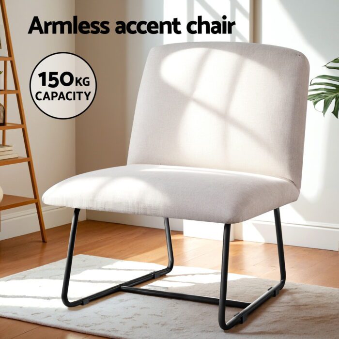 Artiss Accent Chair Armchair Cross Leg Beige - Image 4