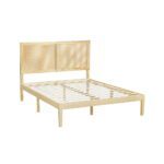 Artiss Bed Frame Queen Size with Rattan Headboard Wooden Bed Base BRUNO - Image 2