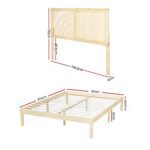 Artiss Bed Frame Queen Size with Rattan Headboard Wooden Bed Base BRUNO - Image 3