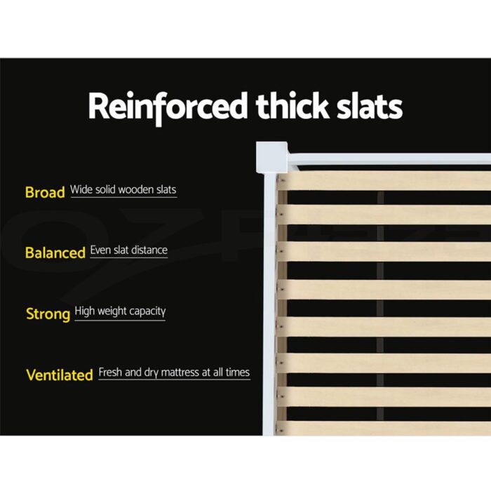 Artiss Bed Frame Single Size Wooden with 2 Drawers White RIO - Image 2