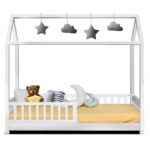 Artiss Bed Frame Wooden Kids House Frame White ROCK - Image 3