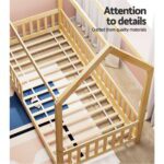 Artiss Bed Frame Wooden Kids House Frame Oak ROCK - Image 4