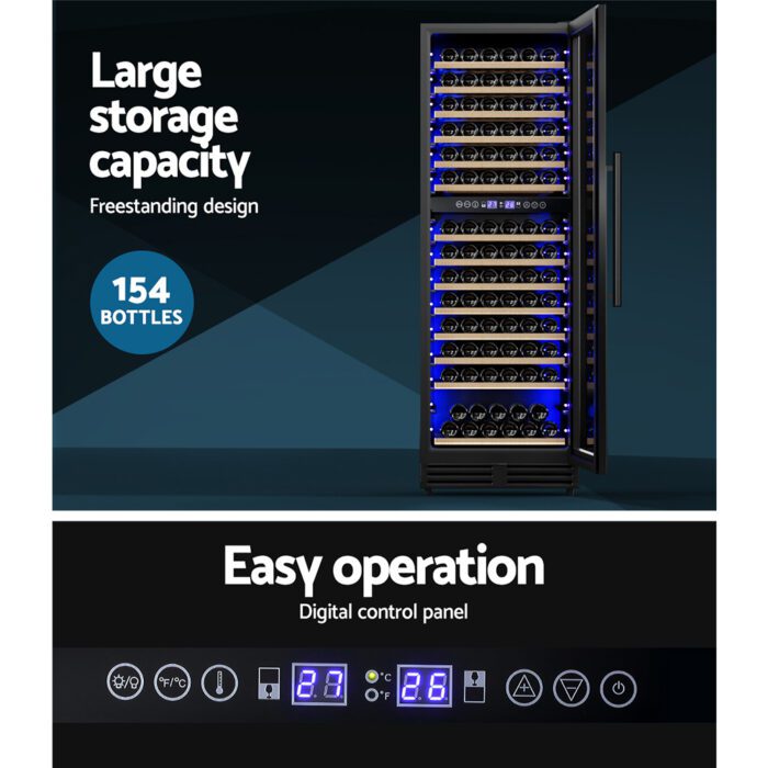 Devanti Wine Fridge Cooler Dual Zone 154 Bottles - Image 4