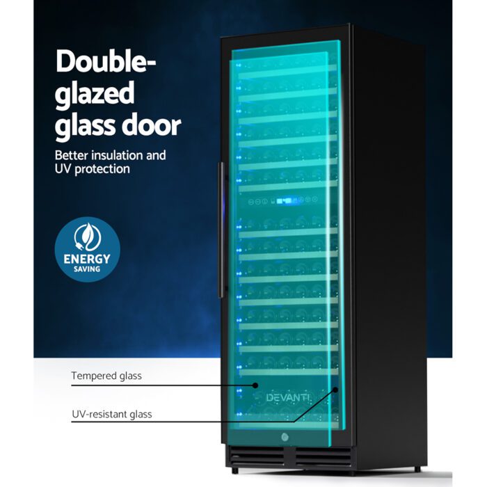 Devanti Wine Fridge Cooler Dual Zone 154 Bottles - Image 6